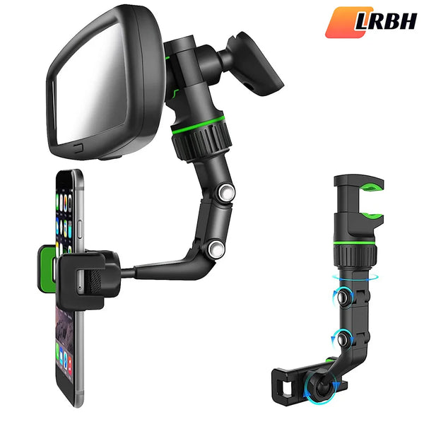 Rearview Mirror Phone Mount - 360° Rotatable & Retractable