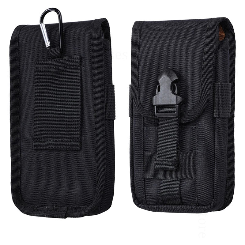 Black multilayer card slot phone pouch with a belt loop for a Doogee device.