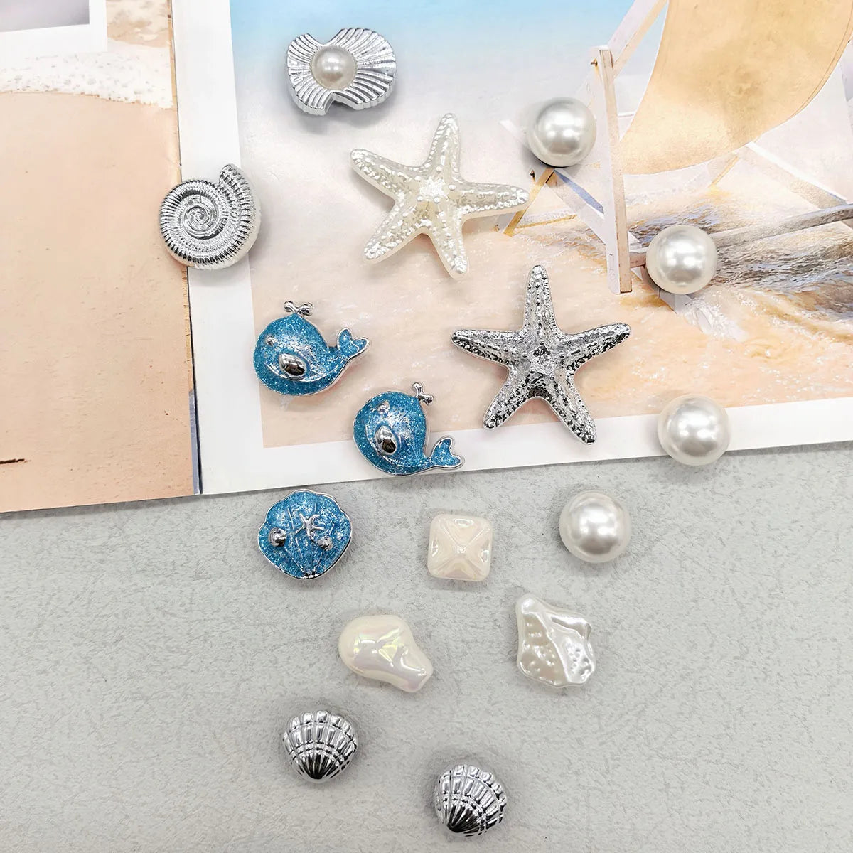 Beach-Themed Shoe Charms Set - 16 Pieces