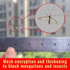 A magnified view of a mosquito trapped in a mesh screen, demonstrating the effectiveness of mesh encryption and thickening to