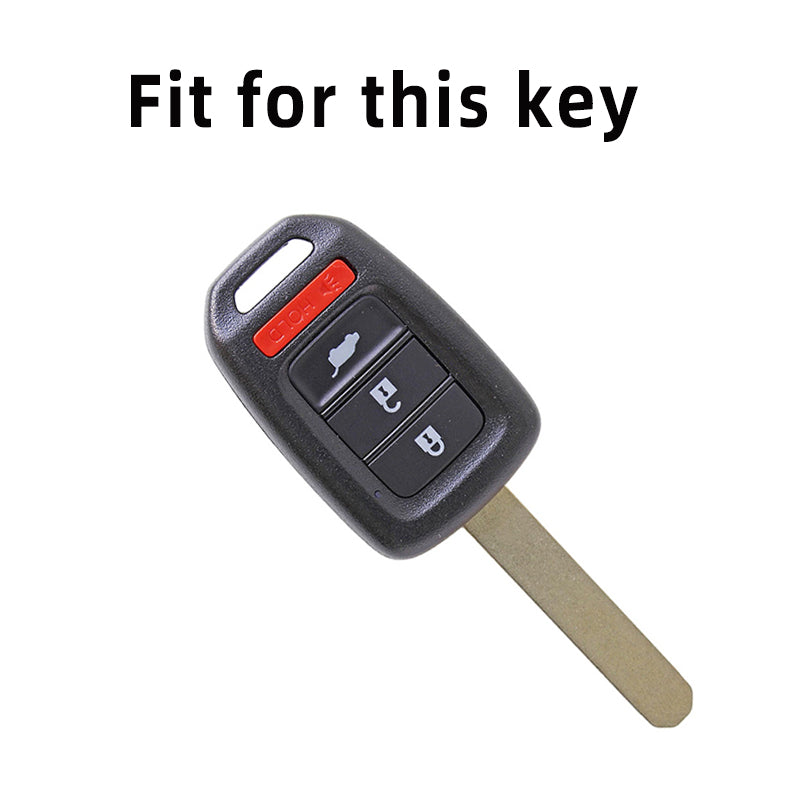 A dark gray protective TPU key fob cover with a key blade attached, labeled Fit for this key.