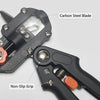 A close-up view of a black precision grafting pruner showing a carbon steel blade and a non-slip grip.