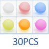 A set of 30 reusable splash water balloons in various colors including white, pink, blue, yellow, and orange.