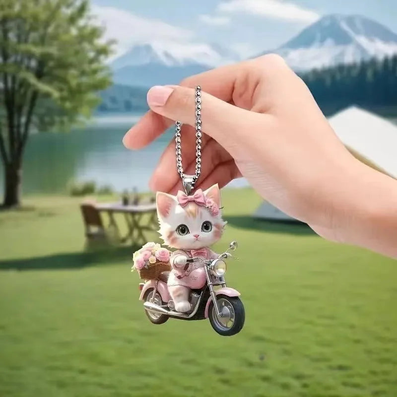 Realistic Cat Car Rearview Mirror Pendant