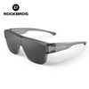 A pair of black Rockbros polarized clip-on sunglasses shown against a white background.