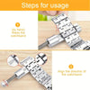 Instructions showing how to use a watch band link remover and pin adjustment tool kit to raise and align a watch band.