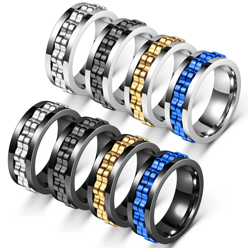 Gear-Chain Rotating Anxiety Ring