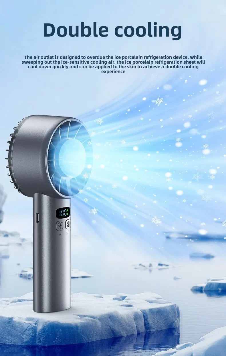 Portable High-Speed Rechargeable Handheld Fan with LED Display
