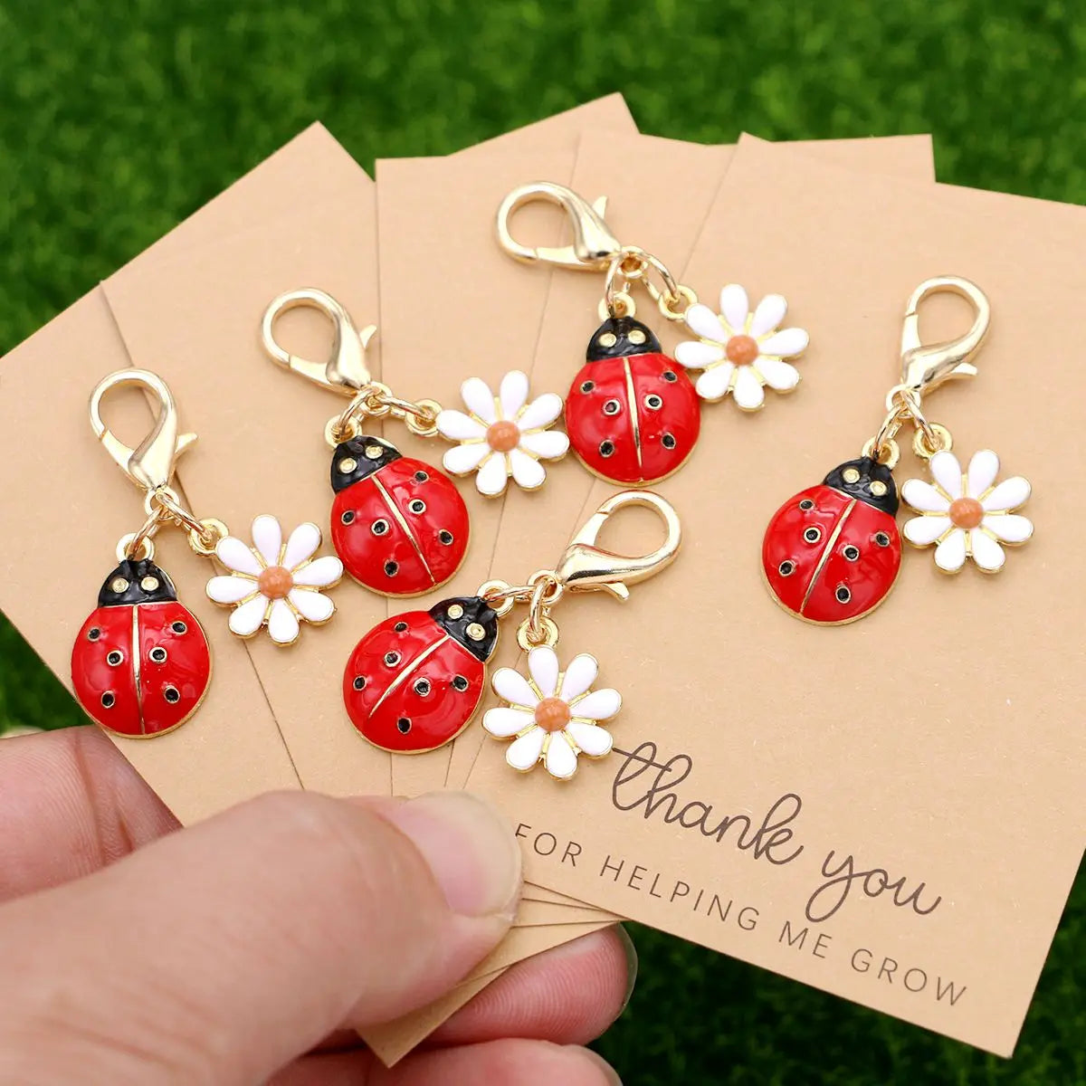 Cute Ladybug Daisy Keychain Charm
