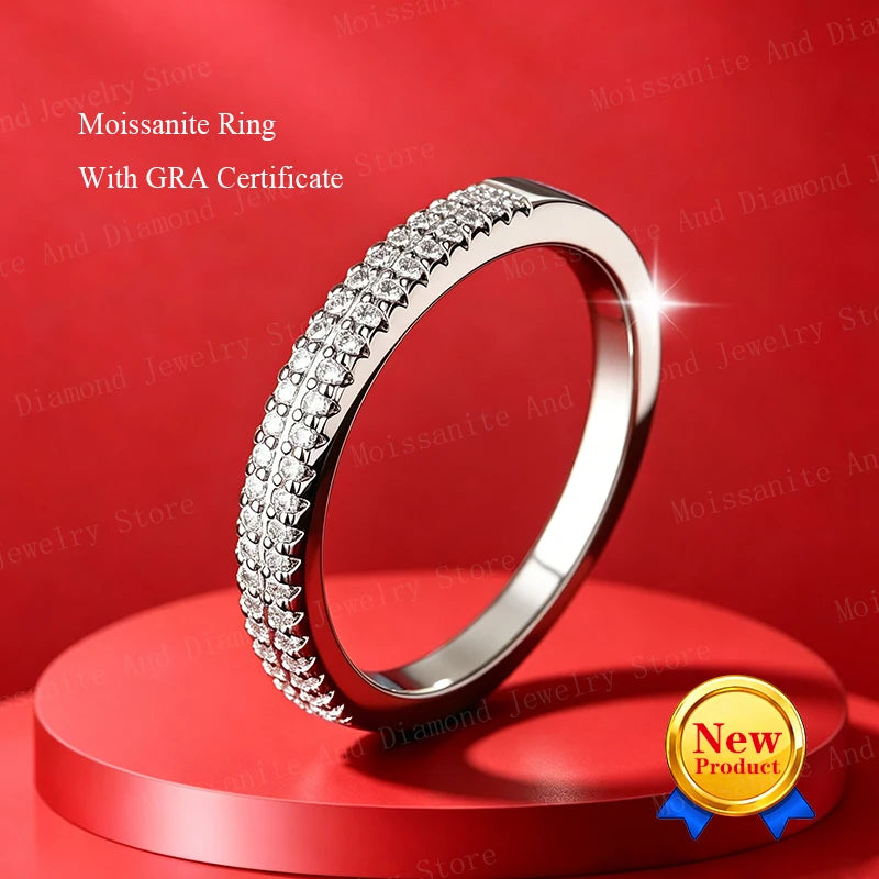 S925 Sterling Silver Moissanite Stackable Ring