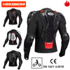 Black motocross armor jacket with chest and back protection, featuring CE certification.