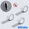 Three rolls of gray self-adhesive window screen repair tape with a mosquito icon shown on a white background.