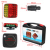 A wireless magnetic LED trailer tail light assembly shown with its components and a complete unit.