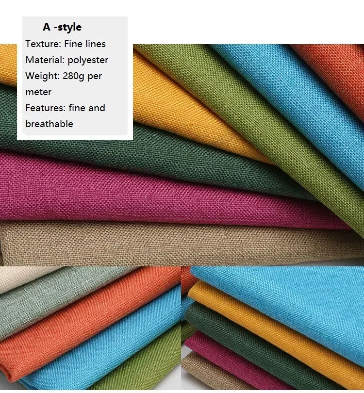 Premium Cotton-Linen Upholstery Fabric – Solid Colors, Durable & Versatile