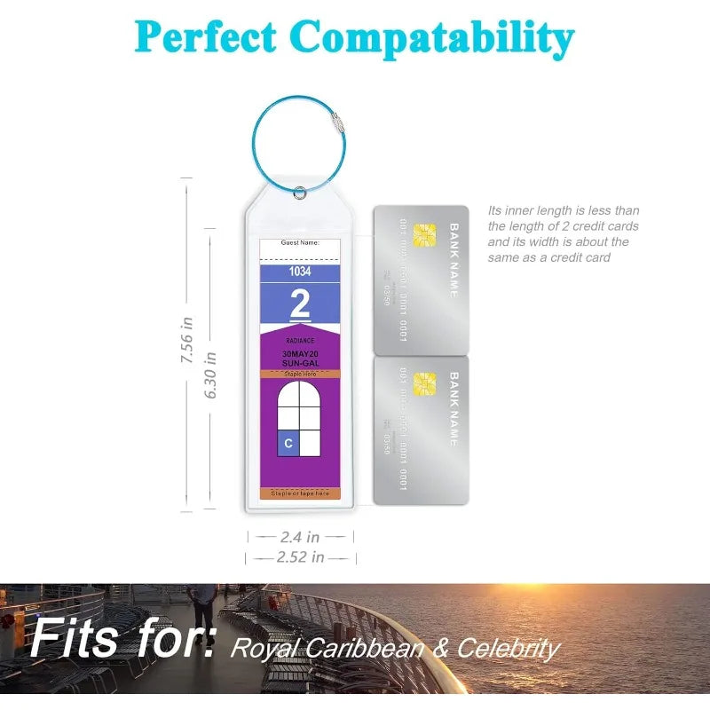 Cruise Luggage Tag Holders (Set of 5) - Fits Carnival, NCL, MSC, Princess & Royal Caribbean