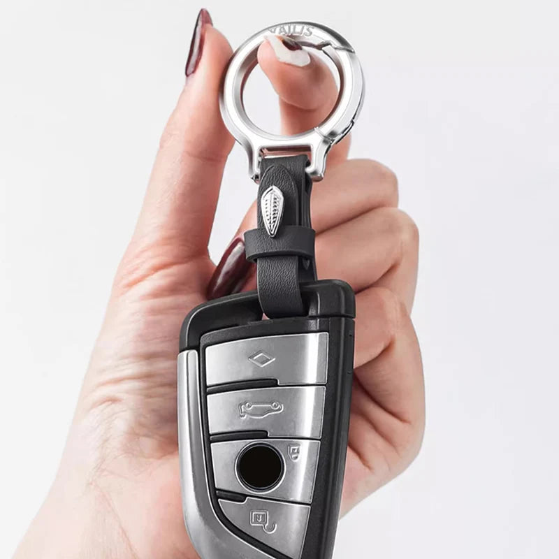 Premium Leather Keychain with Carabiner Clip