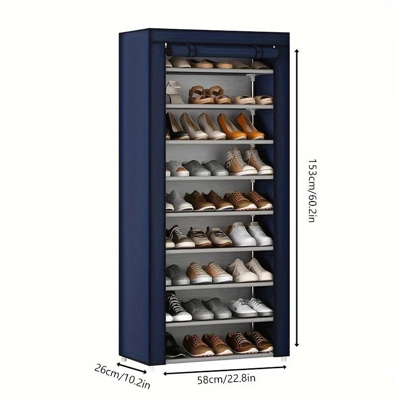 9-Tier Shoe Rack with Dust Cover