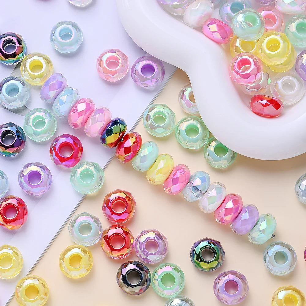 Multicolor Faceted Acrylic Spacer Beads for Jewelry Making