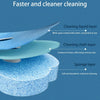 A disposable toilet brush set showing three layers: a cleaning liquid layer, a cleaning cloth layer, and a sponge layer.
