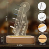 Illuminated acrylic guitar pick holder with a wooden base featuring an on/off switch and USB port.