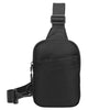 Black 2-in-1 convertible waist and crossbody sling bag with adjustable strap.