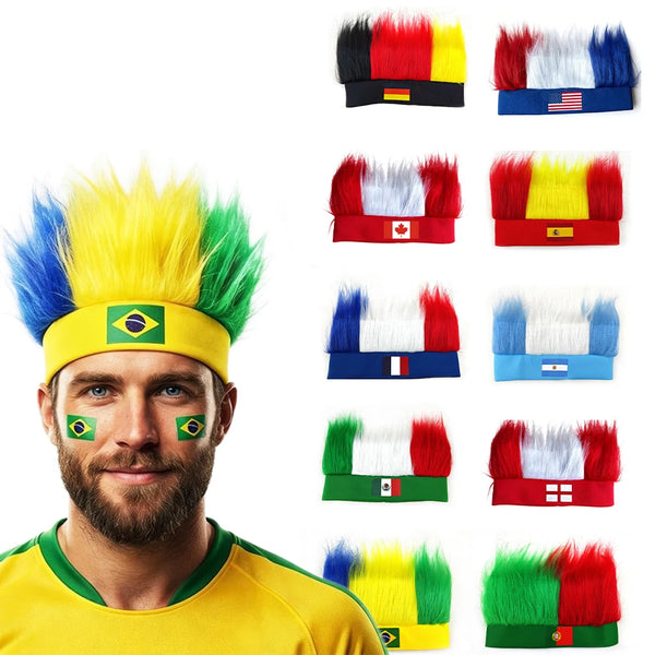 Diadema de Peluquín de Faux Fur con Bandera Nacional