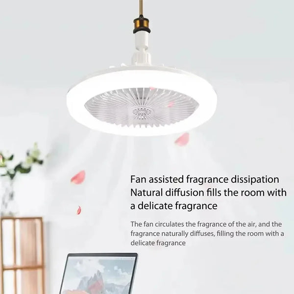 Lámpara de techo LED moderna que emite un suave resplandor blanco y difunde fragancia.