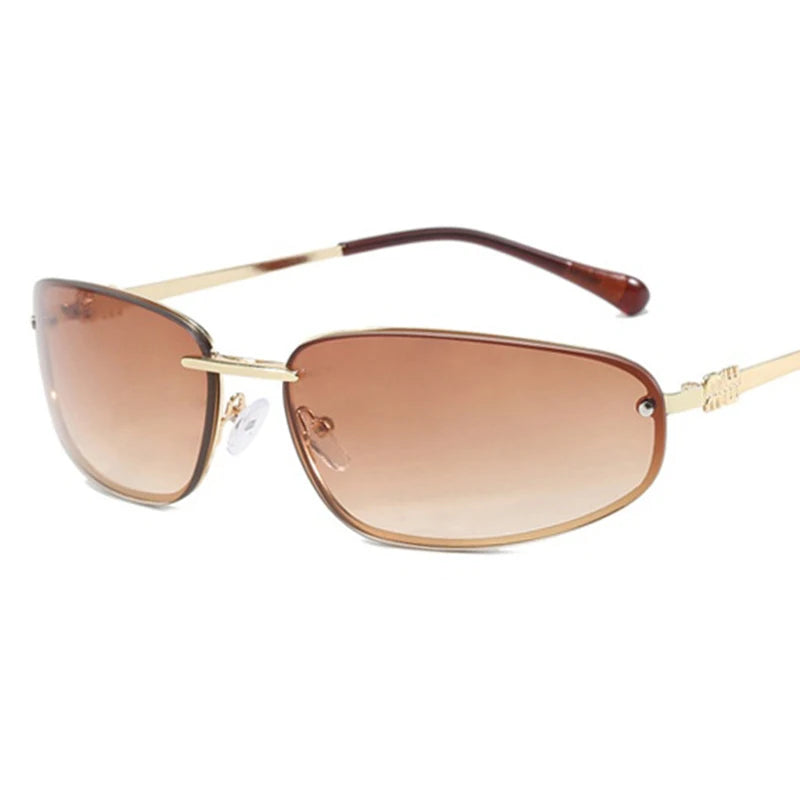 Oval Frameless Sunglasses with Gradient Lenses