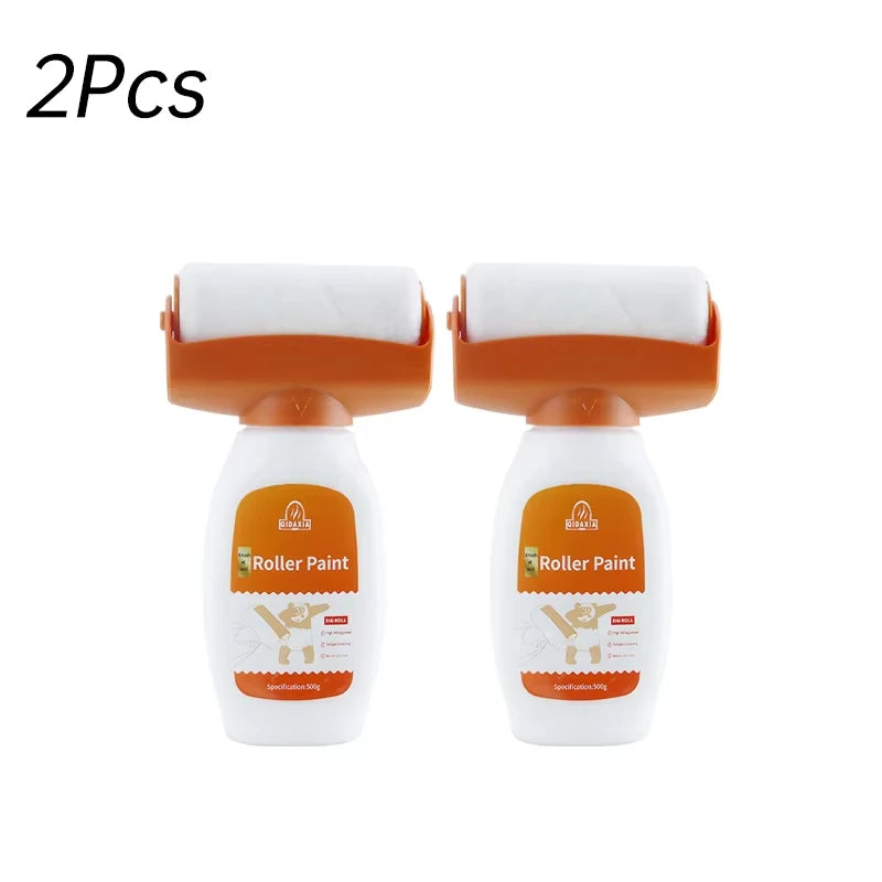Two orange wall repair rollers for applying quick-dry latex paint.