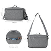 Gray compact stroller diaper bag organizer featuring a front zipper pocket and changing mat.