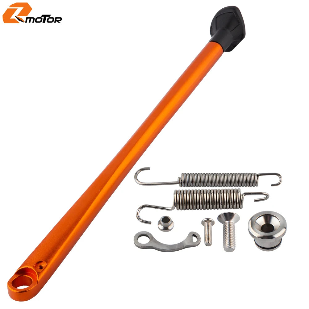 Orange KTM side stand kit with ABS foot and spring components