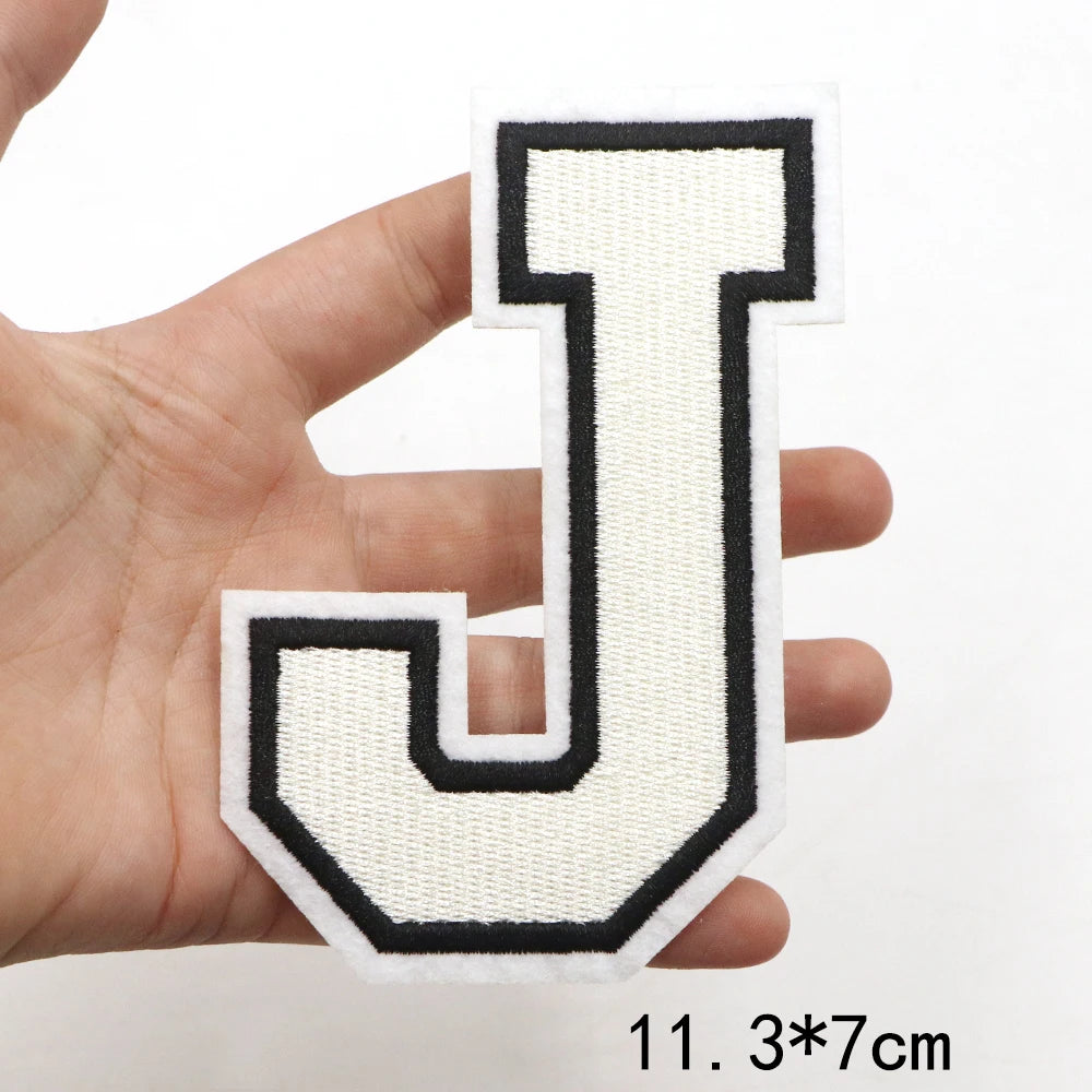 Large White Letter Patch for DIY Clothing Customization