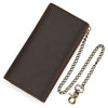 Vintage Leather Bifold Wallet with Metal Chain