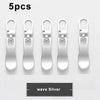 Five silver wave metal zipper pull sliders for luggage, bags, and jackets