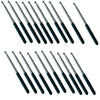 A set of stainless steel telescopic teacher pointers with black grips.