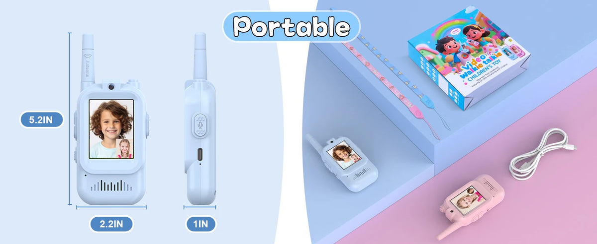 Kids Video Walkie Talkies 2-Pack with Rechargeable Batteries