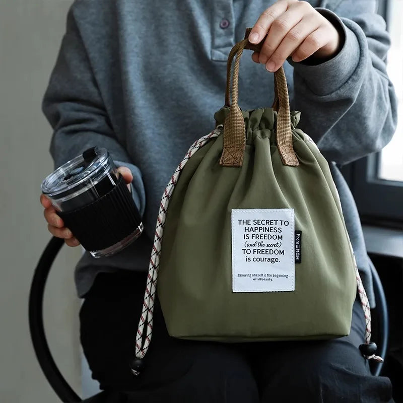 Large Insulated Lunch Bag with Drawstring Closure