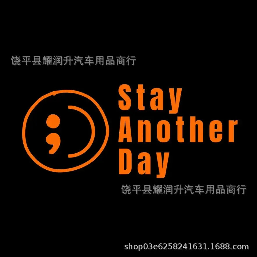 Orange graphic featuring a semicolon smile design for car stickers.
