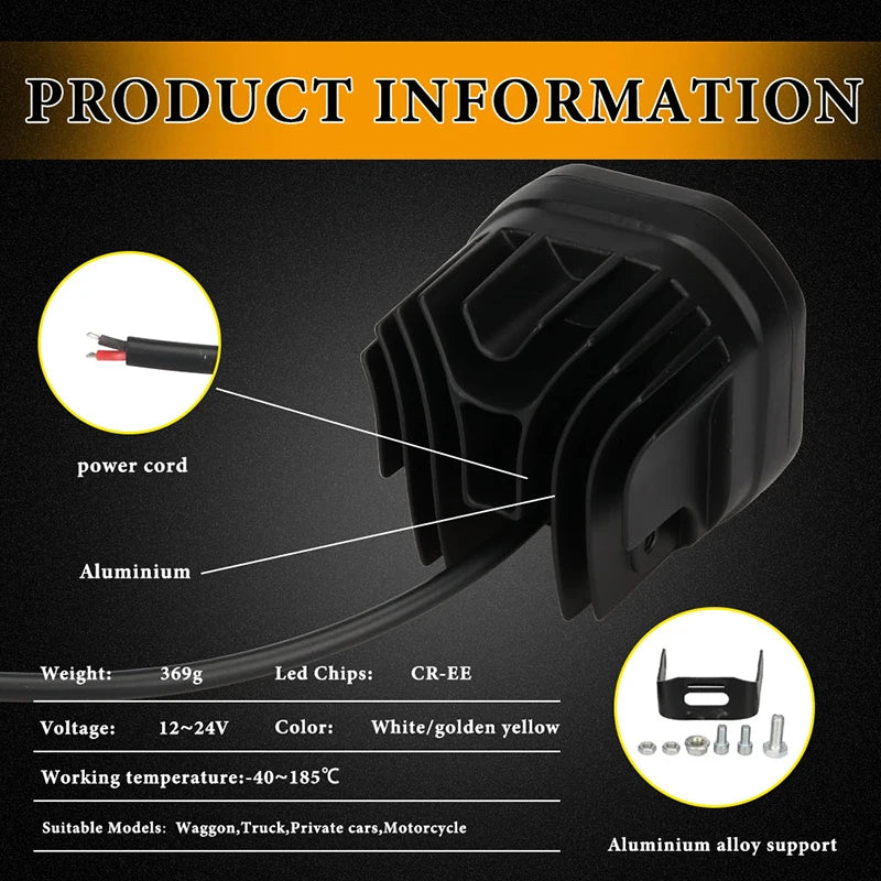 Compact 40W LED Spot Lights for Trucks, ATVs & Off-Road Vehicles