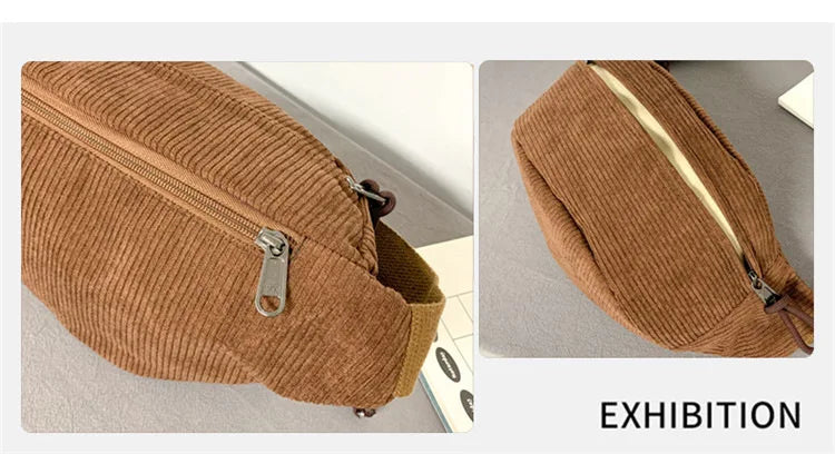 Corduroy Waist Pack for Women – Versatile Crossbody & Shoulder Bag