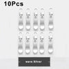 Ten silver metal zipper pull sliders for luggage, bags, and jackets.