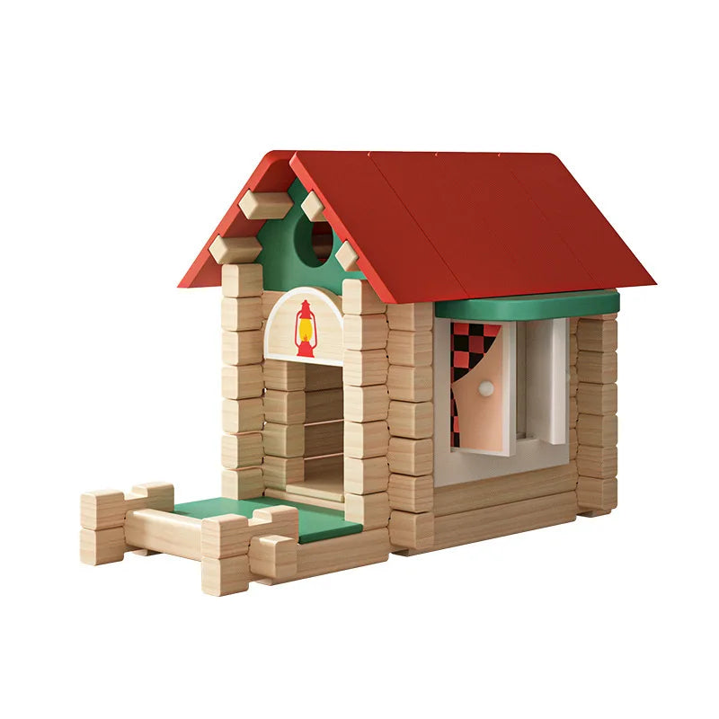 Natural Wooden Cabin Building Kit – DIY Forest House Blocks