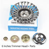 A box containing a 6 inches trimmer head and parts for a derusting weeding wheel.