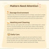 Instructions for caring for a silicone doll covering storage, washing, and daily care.