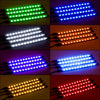 A collection of various colored LED light strips, including green, blue, white, and red, arranged in multiple rows.