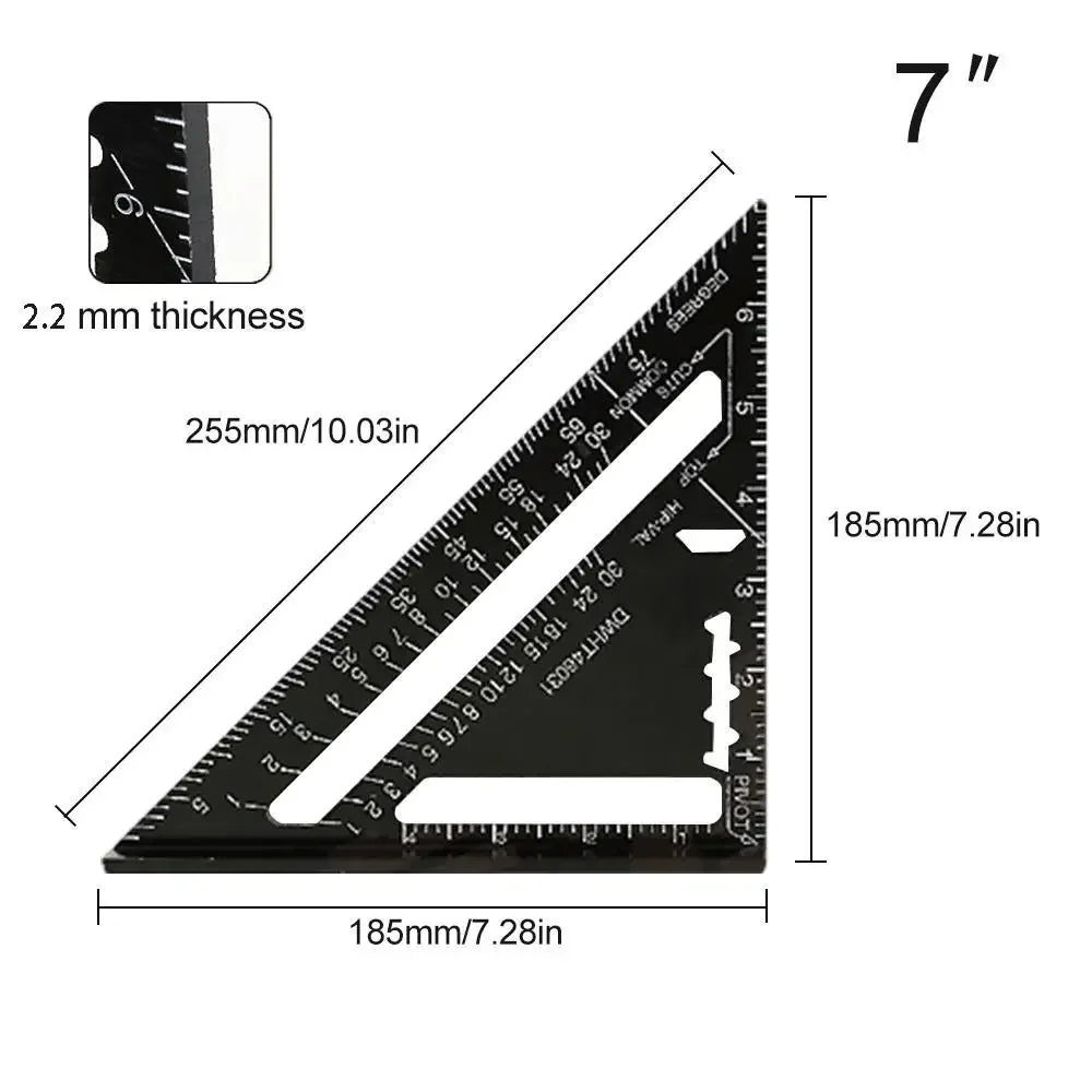 7-Inch Aluminum Alloy Speed Square for Carpentry & Woodworking