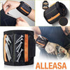 Black magnetic wrist strap for holding screws, nails, and small tools with an orange accent.