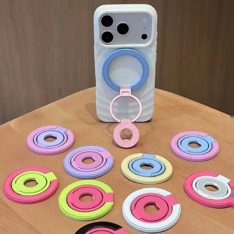 Double-Sided Magnetic Phone Ring Holder with Kickstand