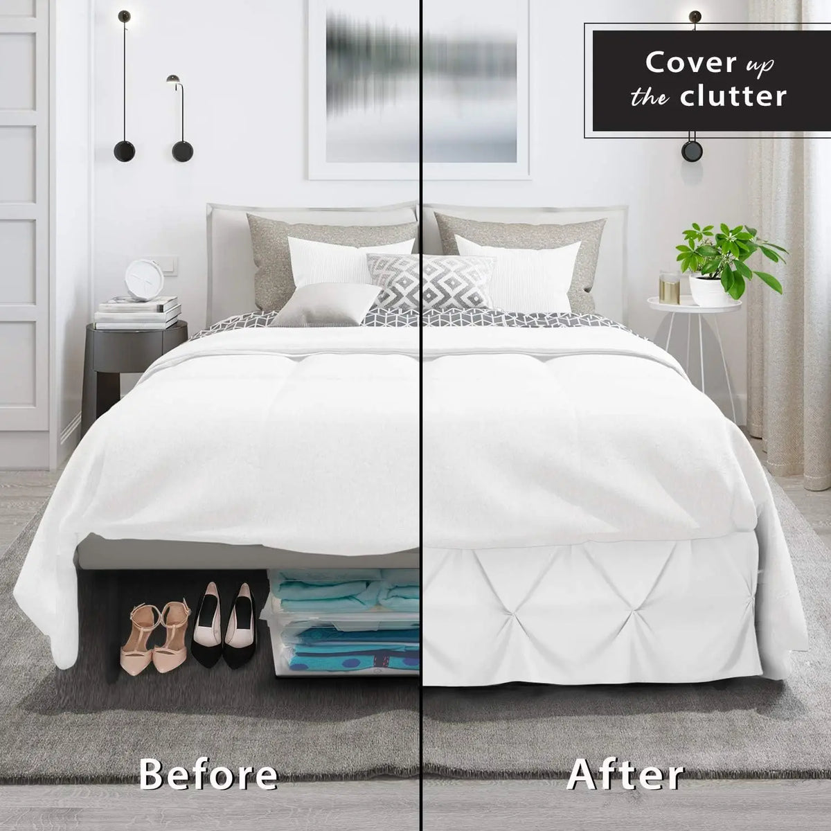 Elastic Wrap-Around Bed Skirt with 14-Inch Drop