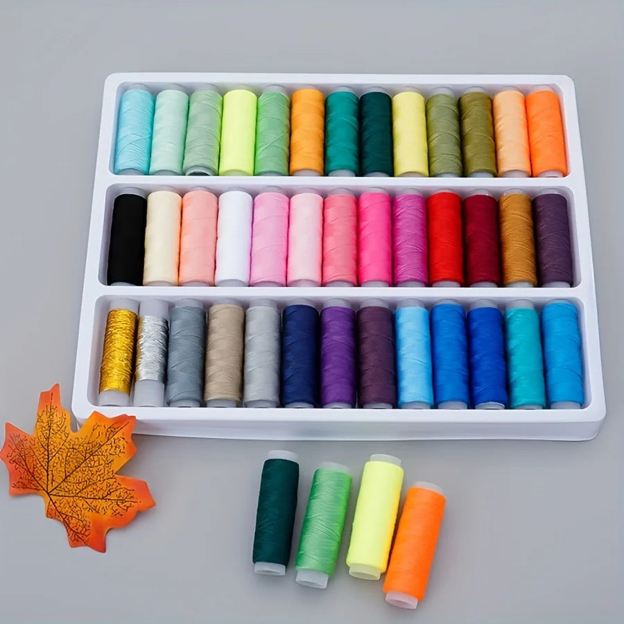 39-Color Polyester Sewing Thread Set for Embroidery & Crafting